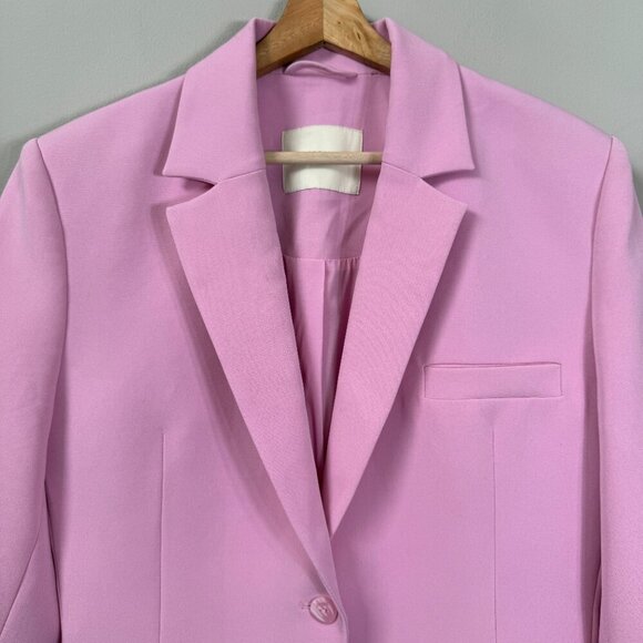 LAPOINTE Matte Crepe Broad Shoulder Blazer Jacket Womens 6 Blossom Pink Chic NWT - Picture 8 of 16